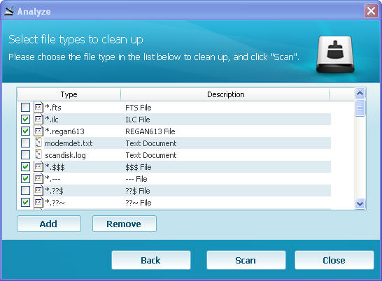 select file types you want to clean