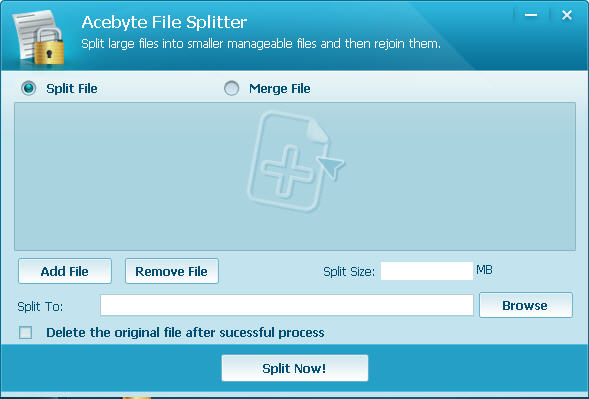 file splitter box in acebyte utilities